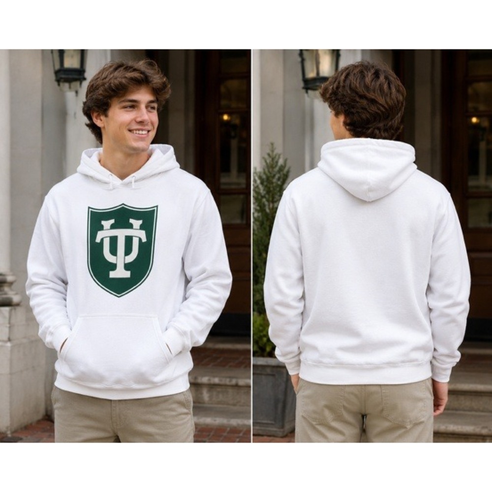 Redshirt Tulane University Green Wave Hoodie White Sweatshirt Mens Large